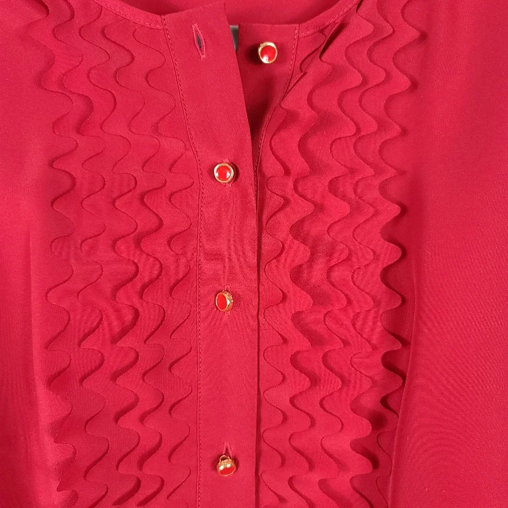 TED BAKER Red Scallop Ruffle Belted Mini Dress - Picture 4 of 9